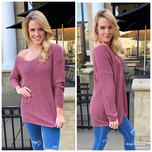 🛍LAST 1! Mauve Lace Up Back Sweater! - Picture 8 of 8